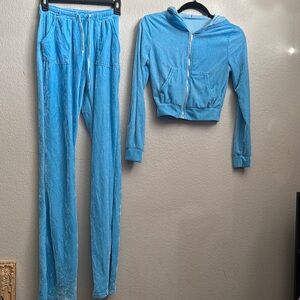 Blue Velour Tracksuit Set